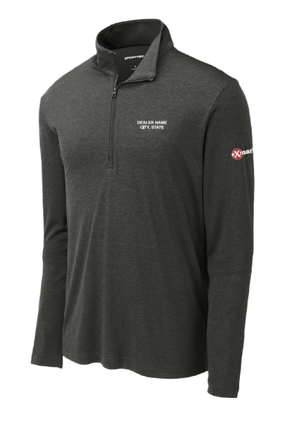 Customizable heather black pullover with Emark logo