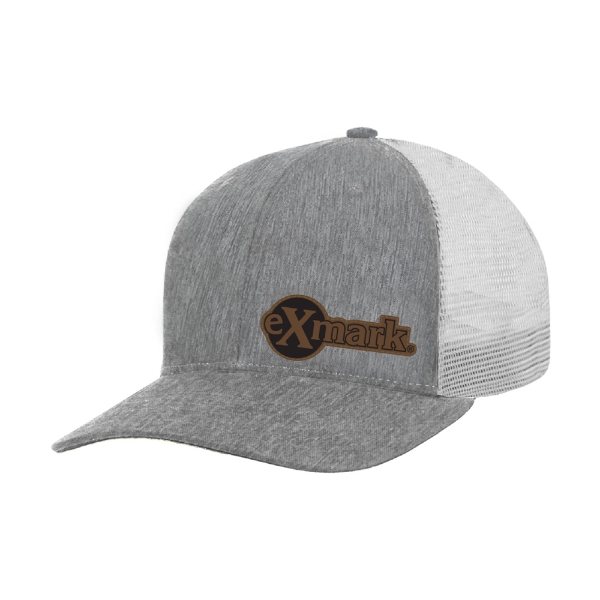 Exmark Light Brown Leather Patch Cap Front Image on white background