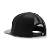 Image of a gray hat with black mesh back and white and red Exmark logo