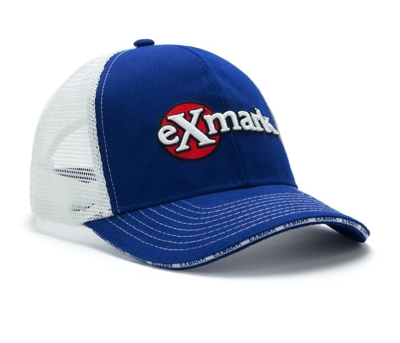 Image of a Blue/White Cap with a Exmark Gear logo on it