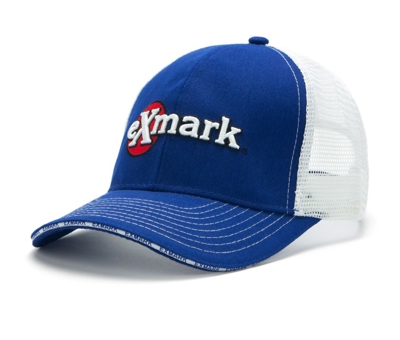 Image of a Blue/White Cap with a Exmark Gear logo on it