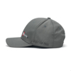 A gray baseball cap with the Exmark logo embroidered on the front left panel.