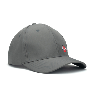 A gray baseball cap with the Exmark logo embroidered on the front left panel.